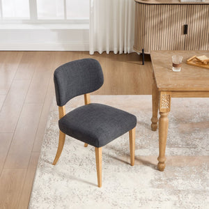 English Elm Wooden Fabric Upholstered Dining Chair Set Farmhouse Modern Style for Small Spaces W3244P487860