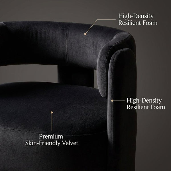 English Elm Accent Velvet Armchair Mid Century Modern Tapered Wood Legs Plush Cushioned Seat W3244P492151