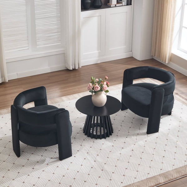 English Elm Accent Velvet Armchair Mid Century Modern Tapered Wood Legs Plush Cushioned Seat W3244P492151