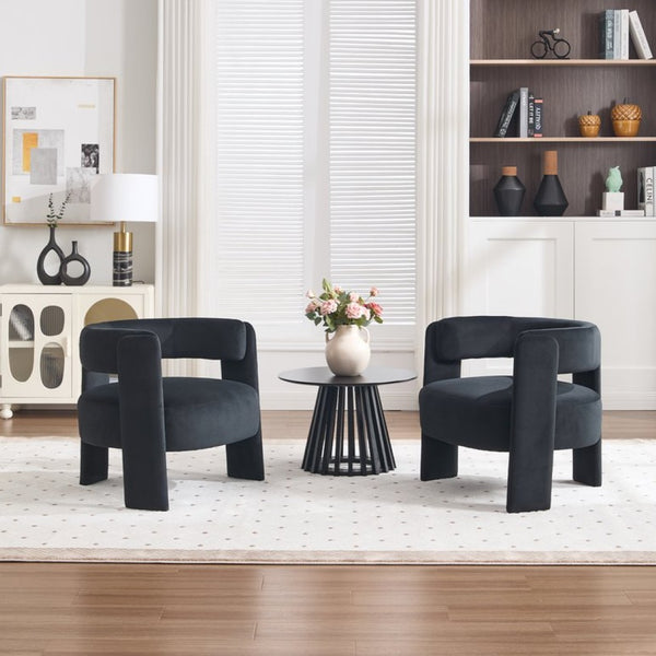 English Elm Accent Velvet Armchair Mid Century Modern Tapered Wood Legs Plush Cushioned Seat W3244P492151