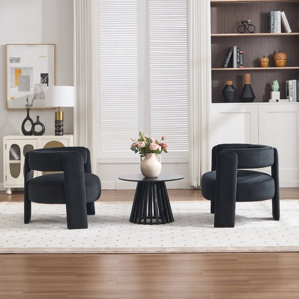 English Elm Accent Velvet Armchair Mid Century Modern Tapered Wood Legs Plush Cushioned Seat W3244P492151