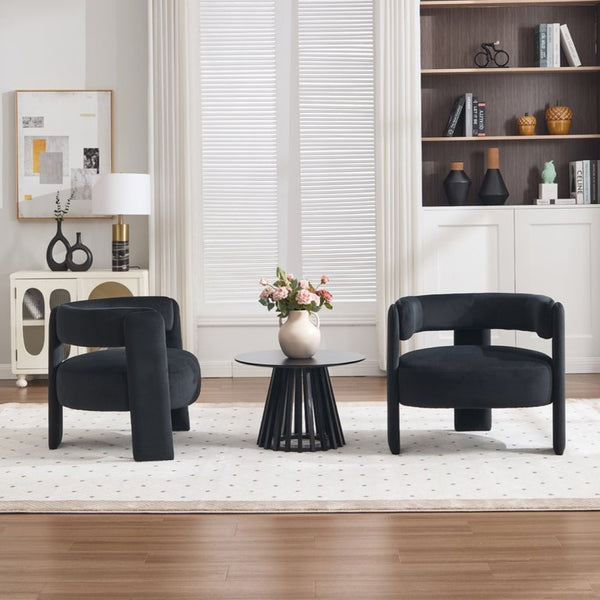English Elm Accent Velvet Armchair Mid Century Modern Tapered Wood Legs Plush Cushioned Seat W3244P492151