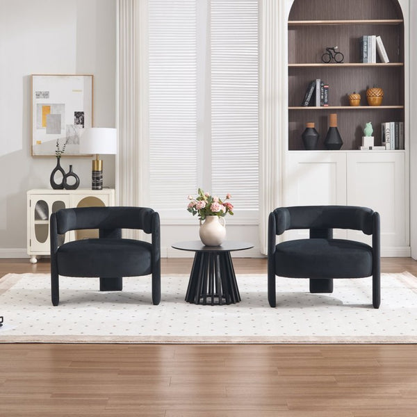 English Elm Accent Velvet Armchair Mid Century Modern Tapered Wood Legs Plush Cushioned Seat W3244P492151