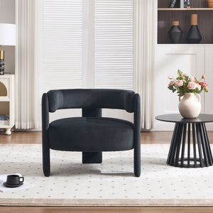 English Elm Accent Velvet Armchair Mid Century Modern Tapered Wood Legs Plush Cushioned Seat W3244P492151