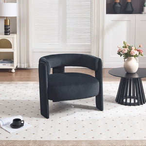 English Elm Accent Velvet Armchair Mid Century Modern Tapered Wood Legs Plush Cushioned Seat W3244P492151