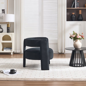 English Elm Accent Velvet Armchair Mid Century Modern Tapered Wood Legs Plush Cushioned Seat W3244P492151