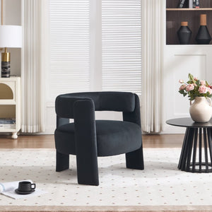 English Elm Accent Velvet Armchair Mid Century Modern Tapered Wood Legs Plush Cushioned Seat W3244P492151