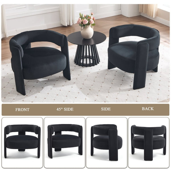 English Elm Accent Velvet Armchair Mid Century Modern Tapered Wood Legs Plush Cushioned Seat W3244P492151
