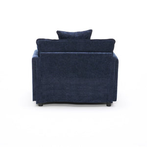 English Elm 108 Inch L Shaped Chenille Sectional Sofa Modern Square Arm Living Room Seating Blue W3244P500876