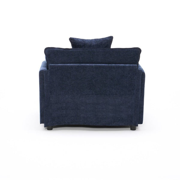 English Elm 108 Inch L Shaped Chenille Sectional Sofa Modern Square Arm Living Room Seating Blue W3244P500876