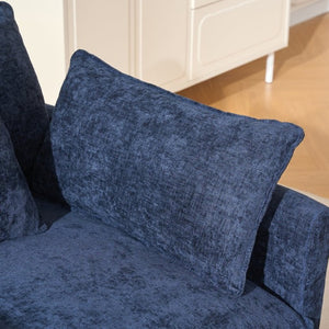 English Elm 108 Inch L Shaped Chenille Sectional Sofa Modern Square Arm Living Room Seating Blue W3244P500876