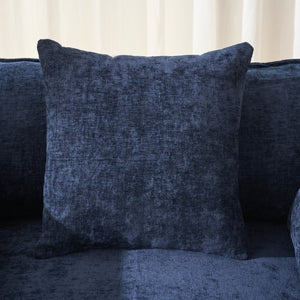 English Elm 108 Inch L Shaped Chenille Sectional Sofa Modern Square Arm Living Room Seating Blue W3244P500876
