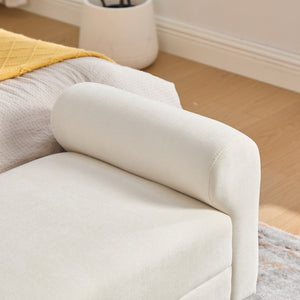 English Elm 65" Chenille Upholstered Bench with Gold Legs Elegant Bedroom or Entryway Seating Beige W3244P509761