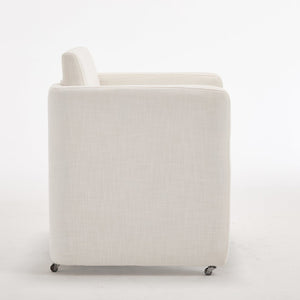 English Elm Modern Barrel Accent Chair Velvet Upholstered Solid Wood Frame Sculptural Dining Seat Cream W3244P514497