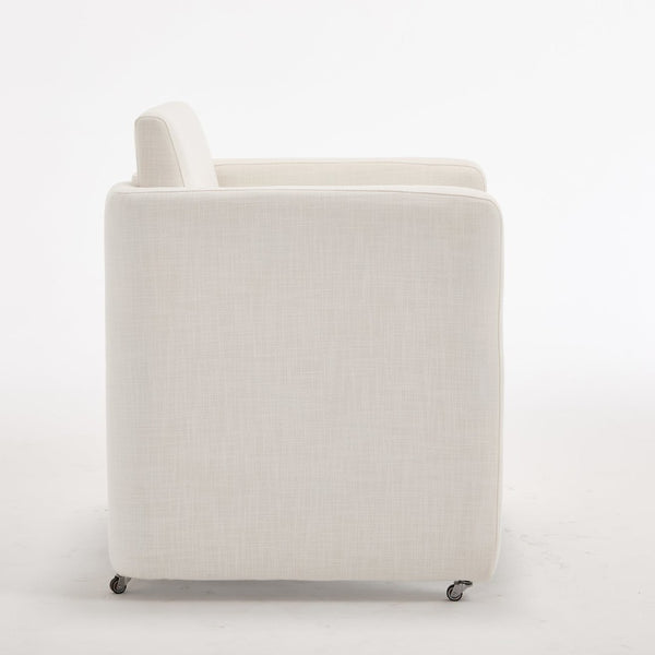 English Elm Modern Barrel Accent Chair Velvet Upholstered Solid Wood Frame Sculptural Dining Seat Cream W3244P514497