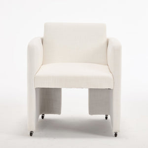 English Elm Modern Barrel Accent Chair Velvet Upholstered Solid Wood Frame Sculptural Dining Seat Cream W3244P514497