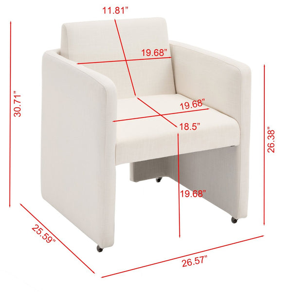English Elm Modern Barrel Accent Chair Velvet Upholstered Solid Wood Frame Sculptural Dining Seat Cream W3244P514497
