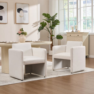 English Elm Modern Barrel Accent Chair Velvet Upholstered Solid Wood Frame Sculptural Dining Seat Cream W3244P514497