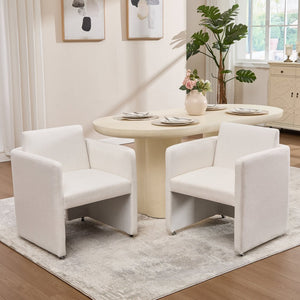 English Elm Modern Barrel Accent Chair Velvet Upholstered Solid Wood Frame Sculptural Dining Seat Cream W3244P514497