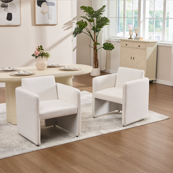 English Elm Modern Barrel Accent Chair Velvet Upholstered Solid Wood Frame Sculptural Dining Seat Cream W3244P514497