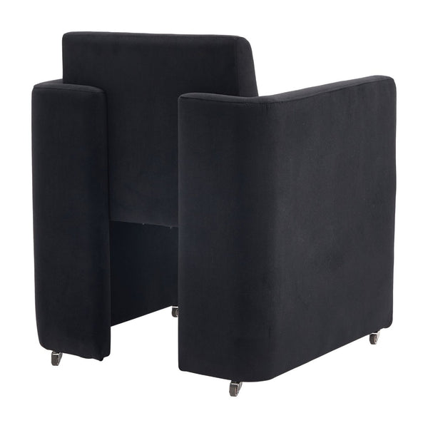 English Elm Modern Barrel Accent Chair Velvet Upholstered Solid Wood Frame Sculptural Dining Seat Black W3244P514498