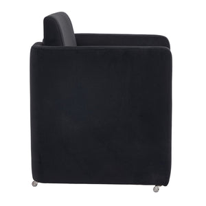 English Elm Modern Barrel Accent Chair Velvet Upholstered Solid Wood Frame Sculptural Dining Seat Black W3244P514498
