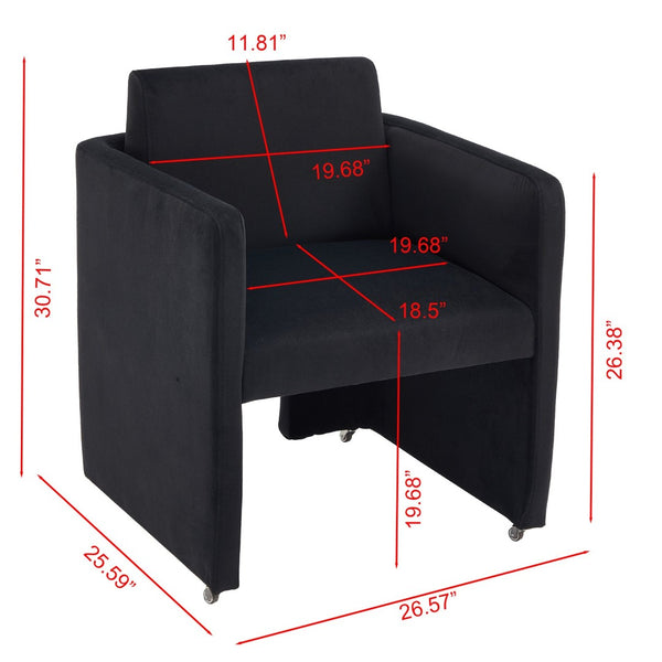 English Elm Modern Barrel Accent Chair Velvet Upholstered Solid Wood Frame Sculptural Dining Seat Black W3244P514498