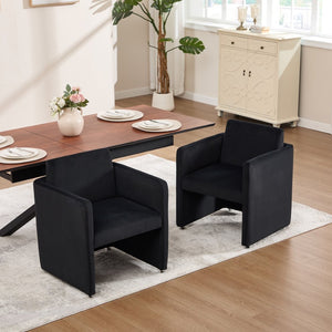 English Elm Modern Barrel Accent Chair Velvet Upholstered Solid Wood Frame Sculptural Dining Seat Black W3244P514498