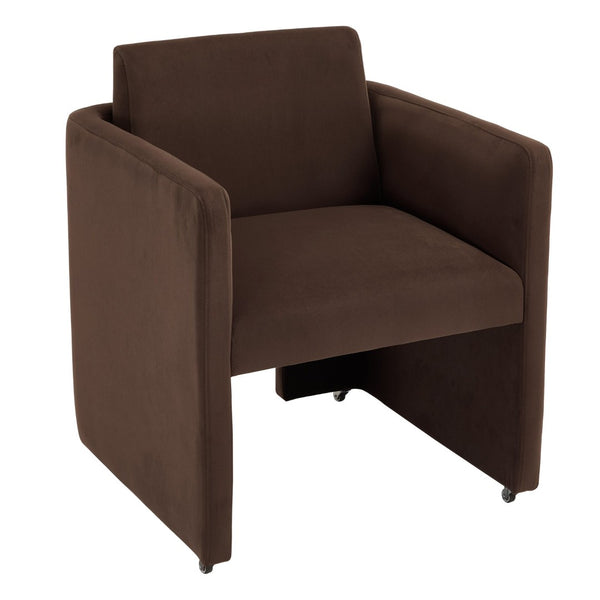 English Elm Modern Barrel Accent Chair Velvet Upholstered Solid Wood Frame Sculptural Dining Seat Chocolate W3244P514499