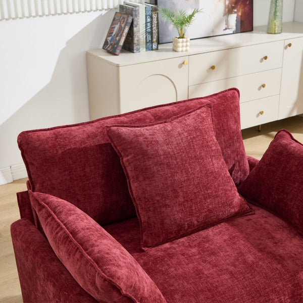English Elm 39.4" Club Armchair with Ottoman Chenille Upholstered Solid Wood Frame Lounge Seating W3244P518848