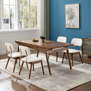 English Elm Wooden Upholstered Dining Chairs Set of 2 with Curved Back for Farmhouse Modern Rooms W3244P547648
