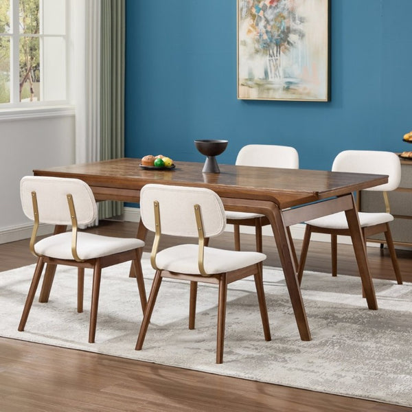 English Elm Wooden Upholstered Dining Chairs Set of 2 with Curved Back for Farmhouse Modern Rooms W3244P547648