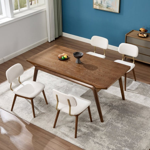 English Elm Wooden Upholstered Dining Chairs Set of 2 with Curved Back for Farmhouse Modern Rooms W3244P547648