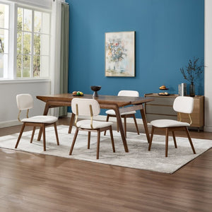 English Elm Wooden Upholstered Dining Chairs Set of 2 with Curved Back for Farmhouse Modern Rooms W3244P547648