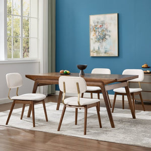 English Elm Wooden Upholstered Dining Chairs Set of 2 with Curved Back for Farmhouse Modern Rooms W3244P547648