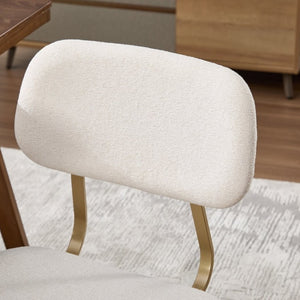 English Elm Wooden Upholstered Dining Chairs Set of 2 with Curved Back for Farmhouse Modern Rooms W3244P547648