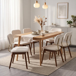 English Elm Wooden Upholstered Dining Chairs Set of 2 with Curved Back for Farmhouse Modern Rooms W3244P547648