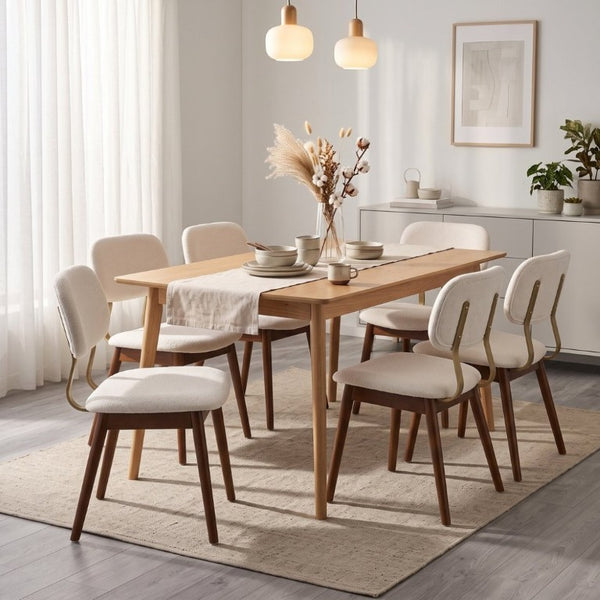 English Elm Wooden Upholstered Dining Chairs Set of 2 with Curved Back for Farmhouse Modern Rooms W3244P547648