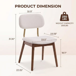 English Elm Wooden Upholstered Dining Chairs Set of 2 with Curved Back for Farmhouse Modern Rooms W3244P547648
