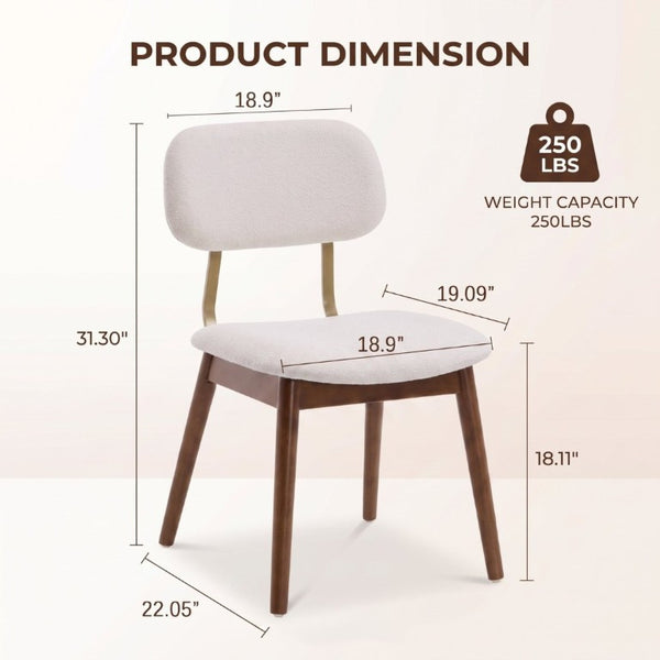 English Elm Wooden Upholstered Dining Chairs Set of 2 with Curved Back for Farmhouse Modern Rooms W3244P547648