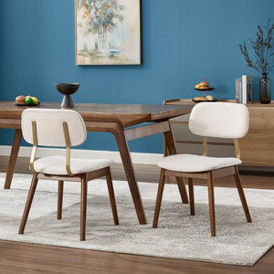 English Elm Wooden Upholstered Dining Chairs Set of 2 with Curved Back for Farmhouse Modern Rooms W3244P547648