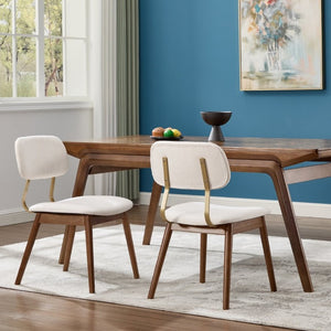 English Elm Wooden Upholstered Dining Chairs Set of 2 with Curved Back for Farmhouse Modern Rooms W3244P547648