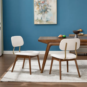 English Elm Wooden Upholstered Dining Chairs Set of 2 with Curved Back for Farmhouse Modern Rooms W3244P547648