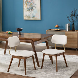 English Elm Wooden Upholstered Dining Chairs Set of 2 with Curved Back for Farmhouse Modern Rooms W3244P547648