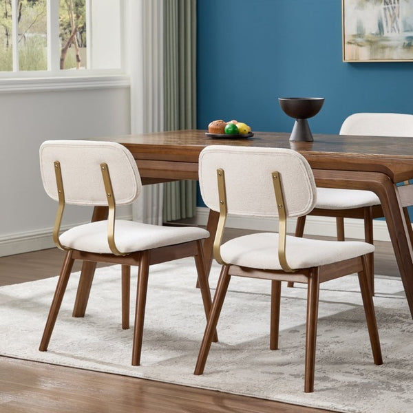 English Elm Wooden Upholstered Dining Chairs Set of 2 with Curved Back for Farmhouse Modern Rooms W3244P547648