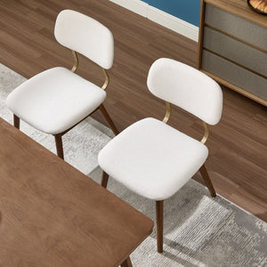 English Elm Wooden Upholstered Dining Chairs Set of 2 with Curved Back for Farmhouse Modern Rooms W3244P547648