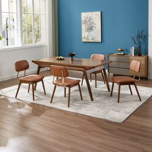 English Elm Wooden Vinyl Upholstered Dining Chairs Set of 2 Ergonomic Farmhouse Kitchen Seating W3244P547650
