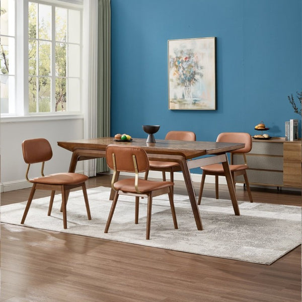 English Elm Wooden Vinyl Upholstered Dining Chairs Set of 2 Ergonomic Farmhouse Kitchen Seating W3244P547650