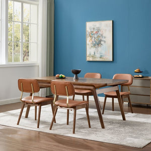 English Elm Wooden Vinyl Upholstered Dining Chairs Set of 2 Ergonomic Farmhouse Kitchen Seating W3244P547650