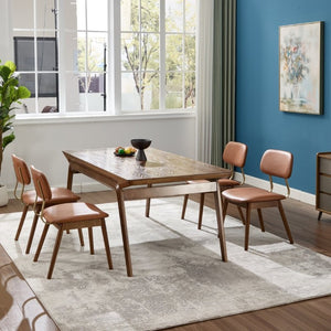 English Elm Wooden Vinyl Upholstered Dining Chairs Set of 2 Ergonomic Farmhouse Kitchen Seating W3244P547650